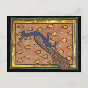Carte Postale Paon du bestiaire médiéval v. 1270