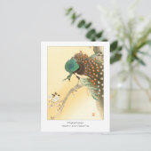 Carte Postale Paon sur le cerisier en fleurs - Ohara Koson + (Debout devant)