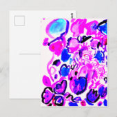 Carte Postale Paon violet à l'aquarelle (Devant / Derrière)