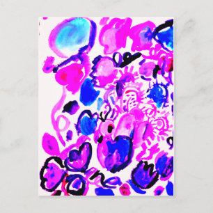 Carte Postale Paon violet à l'aquarelle