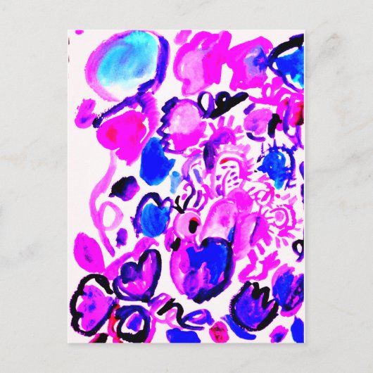Carte Postale Paon violet à l'aquarelle (Devant)