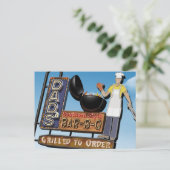 Carte Postale Papa Bar-B-Q Retro Neon Sign Postcard (Debout devant)