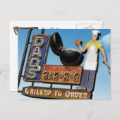 Carte Postale Papa Bar-B-Q Retro Neon Sign Postcard (Devant / Derrière)