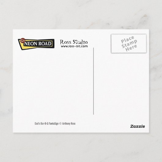 Carte Postale Papa Bar-B-Q Retro Neon Sign Postcard (Dos)