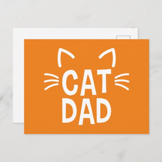 Carte Postale Papa Chat Avec Oreilles Et Whiskers (Devant / Derrière)