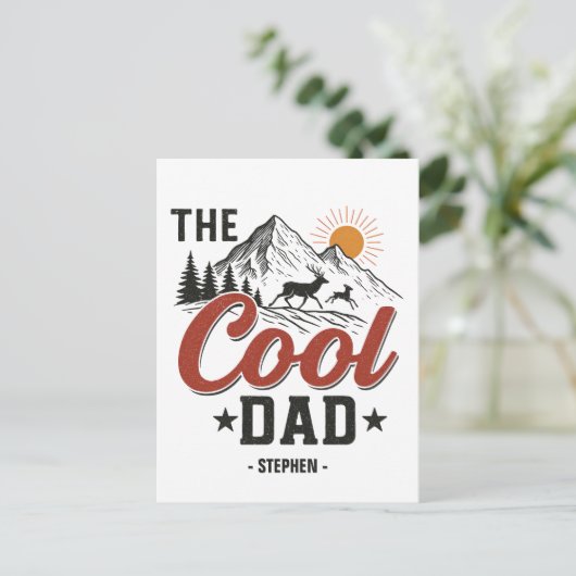 Carte Postale Papa Cool - Rustic Mountain et Deer Design (Debout devant)