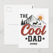 Carte Postale Papa Cool - Rustic Mountain et Deer Design (Devant / Derrière)