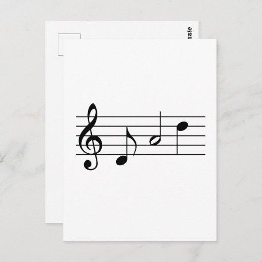 Carte Postale Papa épelé dans Music Notes (Devant / Derrière)