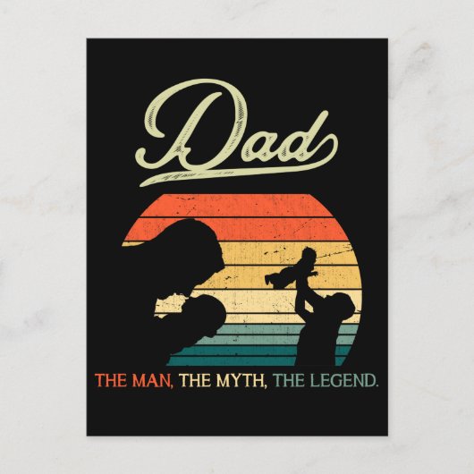 Carte Postale Papa Fils Fille Fille Dit Père Day (Devant)