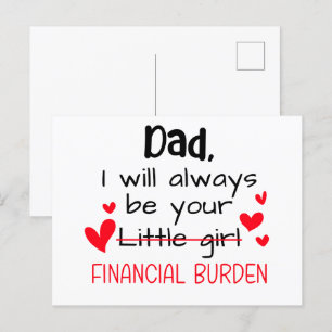 Carte Postale Papa, je serai toujours ta petite fille, financièr