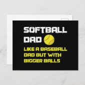 Carte Postale Papa joueur de softball humour (Devant / Derrière)