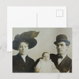 Carte Postale Papa malaisé dans la famille Bowler RPPC B&W Photo