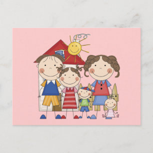 Carte Postale Papa, Maman, Grande Sœur, Frère Moyen, Petite Soeu