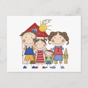 Carte Postale Papa, Maman, Grande Soeur, Petit Frère Famille