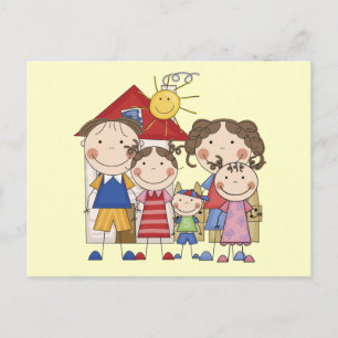 Carte Postale Papa, Maman, Grande Sœur, Sœur Cadette, Petit Frèr