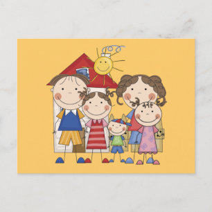 Carte Postale Papa, Maman, Grande Sœur, Sœur Cadette, Petit Frèr