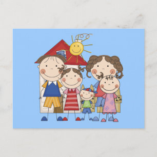 Carte Postale Papa, Maman, Grande Sœur, Sœur Cadette, Petit Frèr