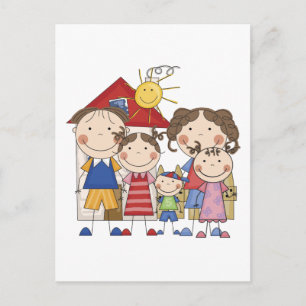 Carte Postale Papa, Maman, Grande Sœur, Sœur Cadette, Petit Frèr