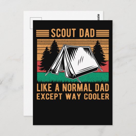 Carte Postale Papa Scouter Drôle Tente Extérieure Père (Devant / Derrière)