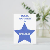 Carte Postale Papa, tu es une star | Étoile bleue (Debout devant)