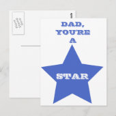 Carte Postale Papa, tu es une star | Étoile bleue (Devant / Derrière)