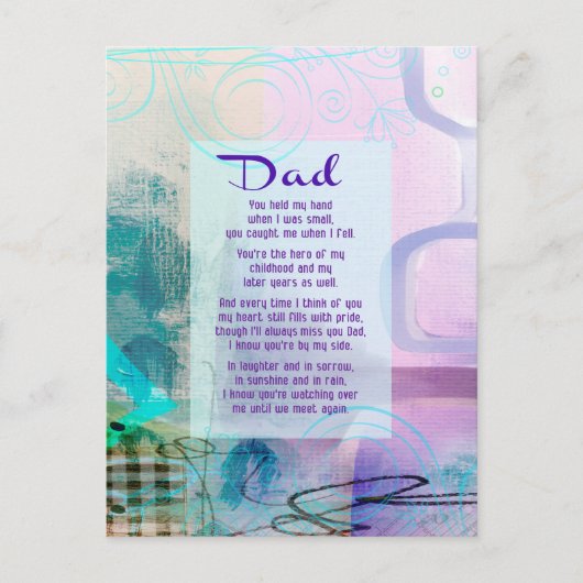 Carte Postale Papa, Tu T'Es Tenu À Côté De Moi - Sympathie (Devant)