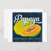 Carte Postale Papaya Vintage Fruit Étiquette Retro (Devant / Derrière)