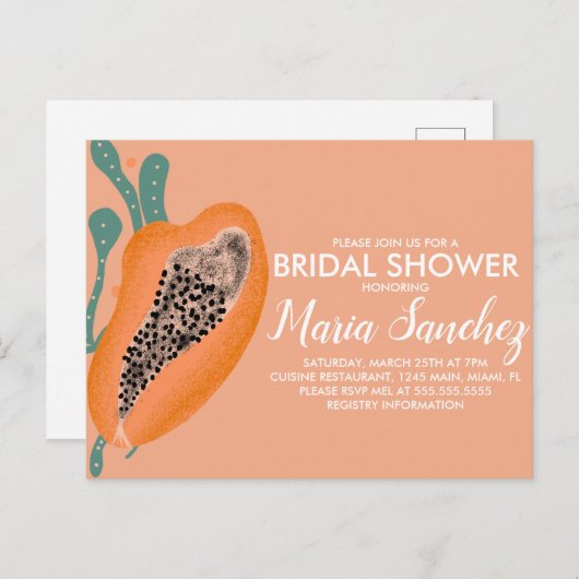 Carte Postale Papaye Tropical Fruit Résumé Mariage (Devant / Derrière)