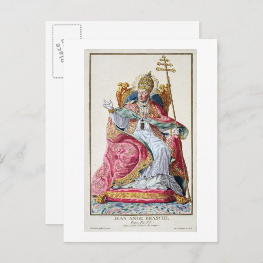 Carte Postale Pape Pie VI (1717-99) de Receuil des Estampes, (Devant / Derrière)