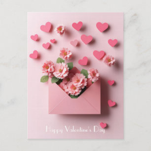 Carte Postale Papercut Heart and Flowers Valentine's Greeting