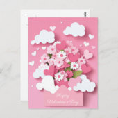 Carte Postale Papercut Heart and Flowers Valentine's Greeting (Devant / Derrière)