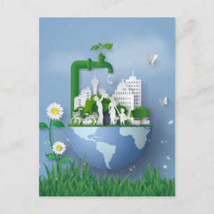 Carte Postale Papercut Jour des terres Conservation Faucet & Vil