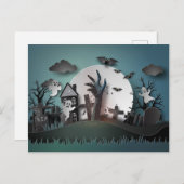 Carte Postale Papercut Zombie Graveyard & Ghosts (Devant / Derrière)