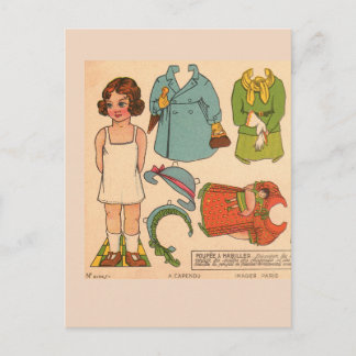 CARTE POSTALE PAPERDOLL GIRL VINTAGE CUTE POSTCARD