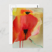 Carte Postale Papes rouges Art Floral moderne (Devant / Derrière)