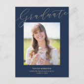 Carte Postale Papeterie de Remise de Diplômes Élégante Bleu Nuit (Devant)