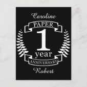 Carte Postale Papier 1er anniversaire mariage 1 an (Devant)