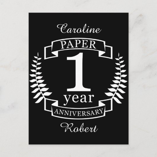 Carte Postale Papier 1er anniversaire mariage 1 an (Devant)