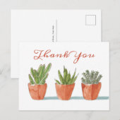 Carte Postale Papier aquarelle Boho Cactus Merci Adresse de reto (Devant / Derrière)