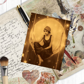 Carte Postale Papier Céline Lune fille, photo Vintage âge Jazz