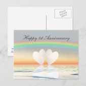 Carte Postale Papier cœurs pour 1er anniversaire (Devant / Derrière)