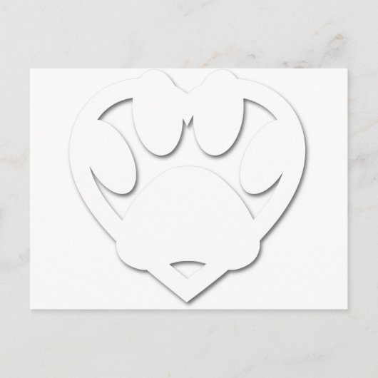Carte Postale Papier Coupe Chien Paw Et Forme Coeur (Devant)