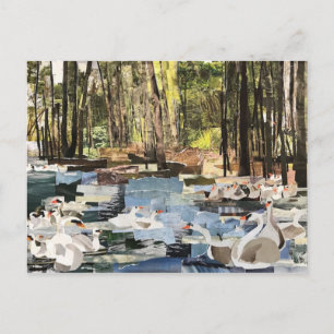 Carte Postale Papier coupé "Swans On the River" de Willowcatdesi