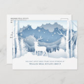 Carte Postale Papier de Noël Moderne Coupe Salutation d'entrepri (Devant / Derrière)