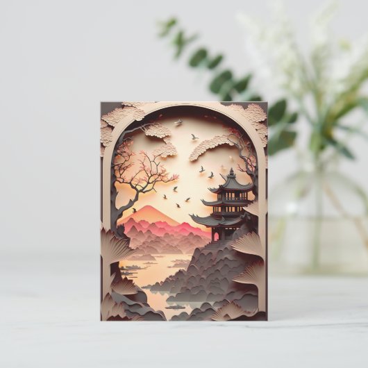 Carte Postale Papier de scène chinois ancien coupé Brown (Debout devant)