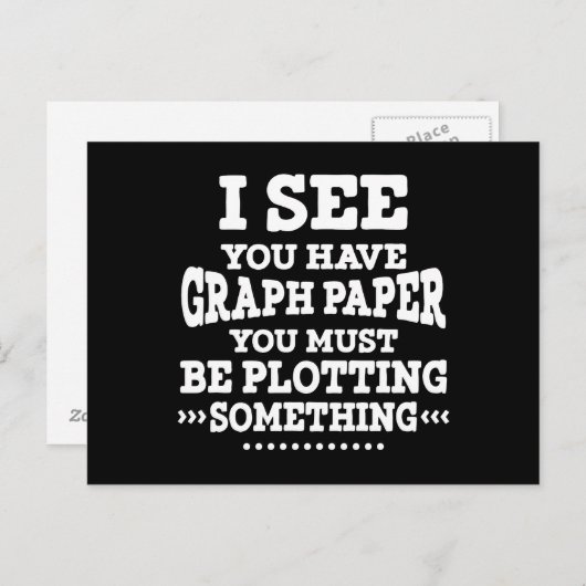 Carte Postale Papier Graphique Plotting Quelque Chose Pun Enseig (Devant / Derrière)