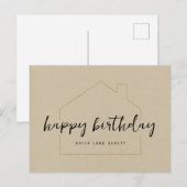 Carte Postale Papier Kraft Bonne Fête Immobilier  (Devant / Derrière)