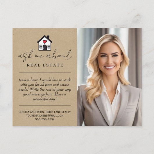 Carte Postale Papier Kraft Demandez-moi à propos de la promotion (Devant)