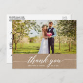 Carte Postale Papier Kraft Mariage Remerciement Calligraphie Mod (Devant / Derrière)