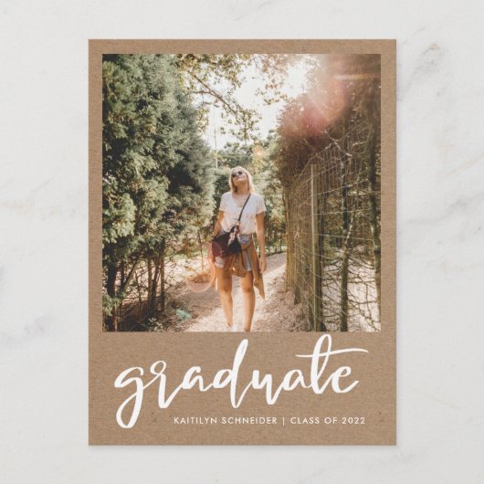 Carte Postale Papier Kraft Rustic Graduate Enregistrer la photo (Devant)